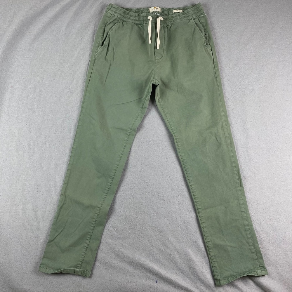 Marine Layer Saturday Slim Straight Twill Pants Mens Medium Organic Cotton Green